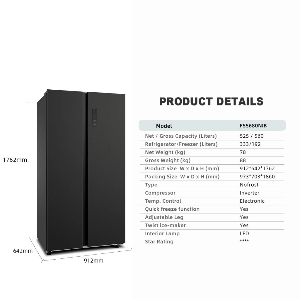 Changhong Changhong Kulkas 2 Pintu Side By Side FSS680NIB