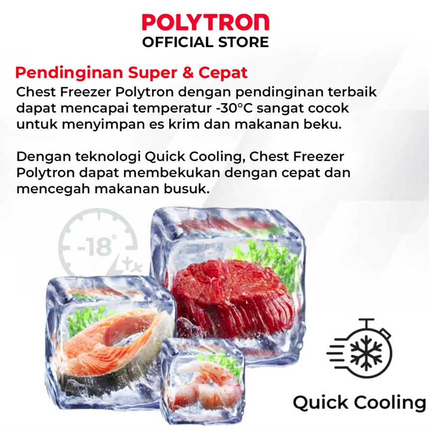 Hartono Istana Teknologi POLYTRON Chest Freezer Sliding Glass  PCF 129