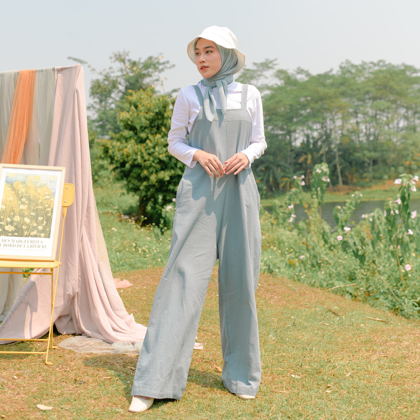 Lozy Lozy Hijab Lilac Linen Jumpsuit