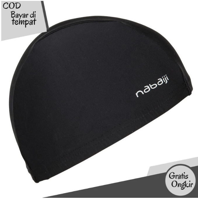 Decathlon Sports Indonesia Decathlon Nabaiji Topi Renang Unisex Kain Polos Hitam 8277366