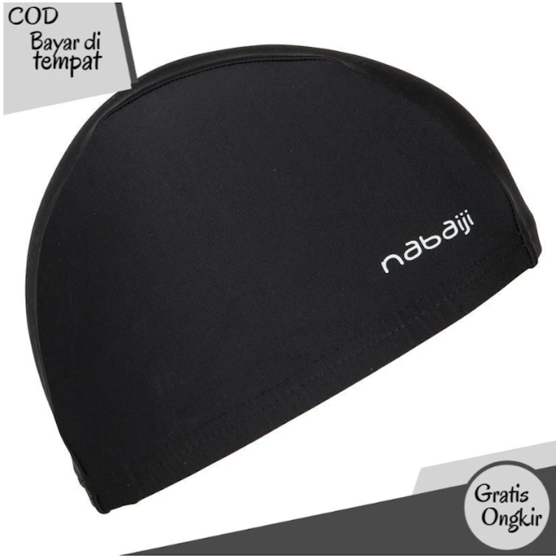 Decathlon Nabaiji Topi Renang Unisex Kain Polos Hitam 2