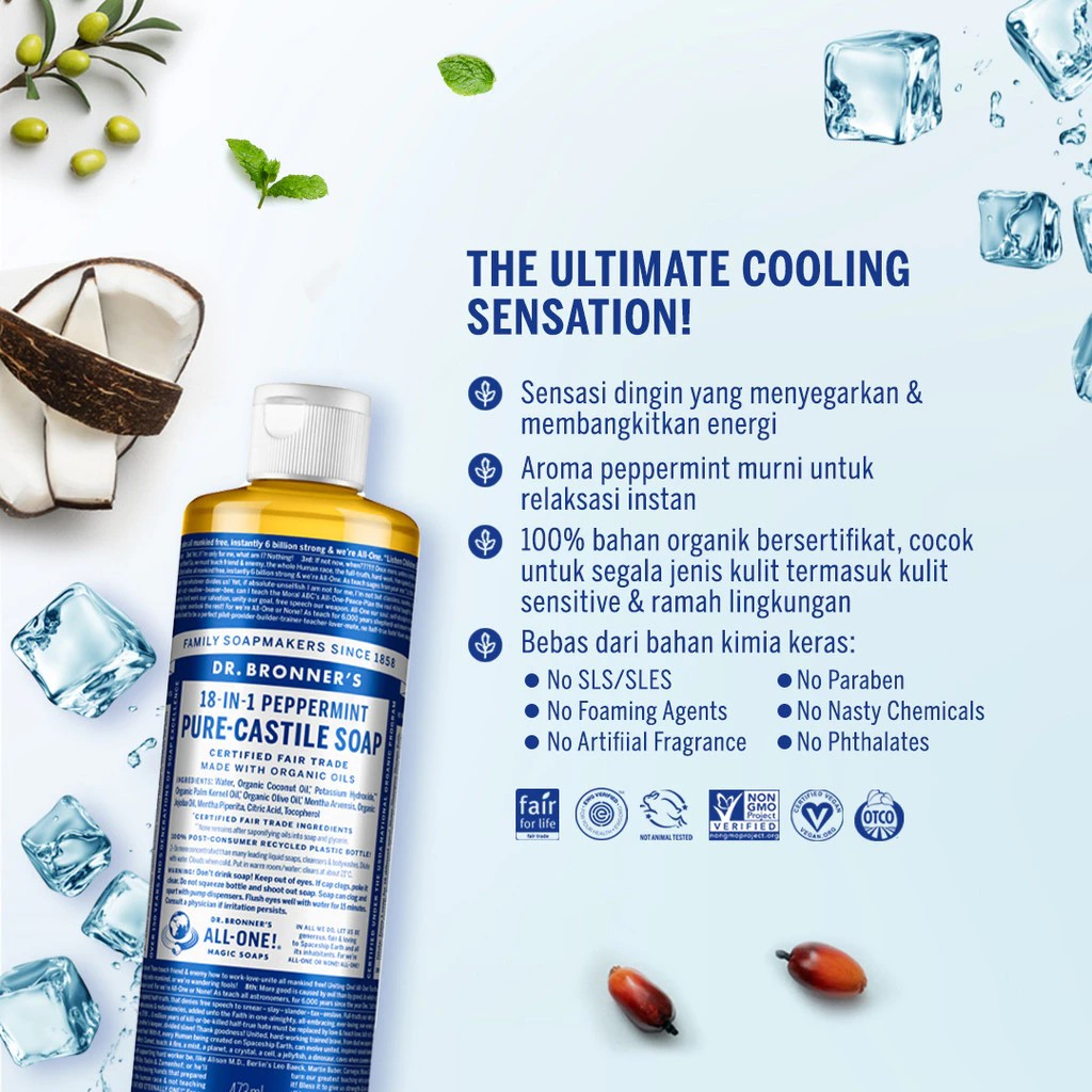 Dr Bronner's Magic Soaps Dr. Bronner's Peppermint Pure-Castile Liquid Soap