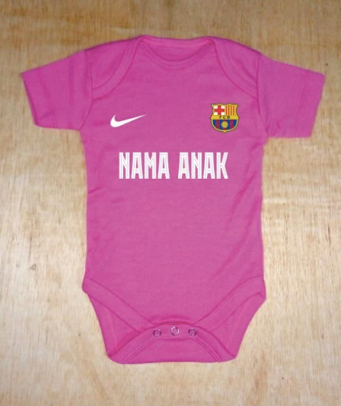Baju Bola Bayi Barca Pink Tua