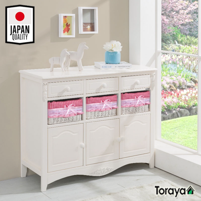 Toraya Lemari Rotan Laci Baju Bayi Rak Minimalis   RS-3D WH