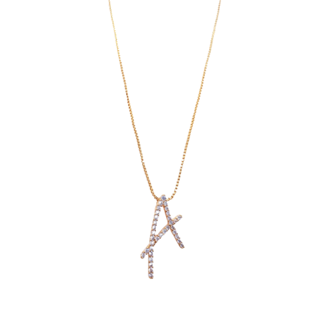 Kalung Huruf Perhiasan Imitasi Lapis Emas ｜ 311