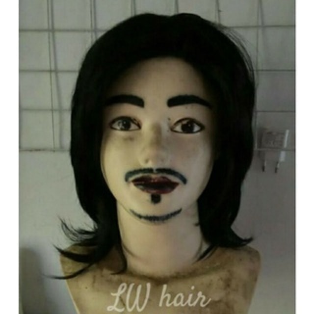 Wig Pria Sintetis Belah Tengah 4
