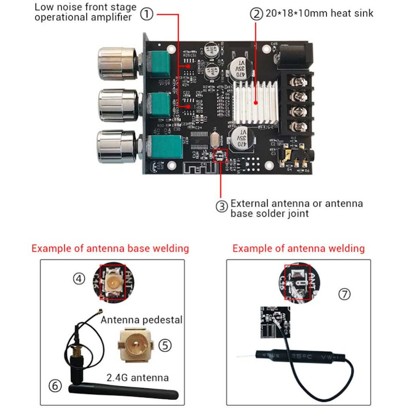 Wuzhi Audio Bluetooth Audio Amplifier Module 4