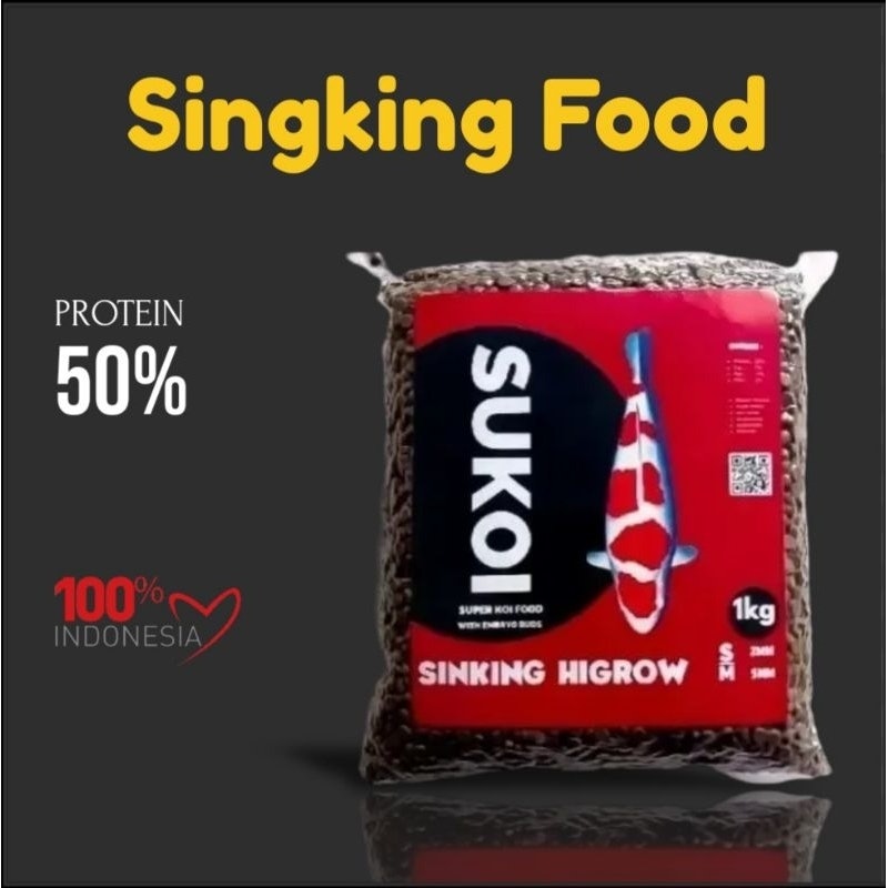 Sukoi Koi Food Sinking Higrow 1 kg 2
