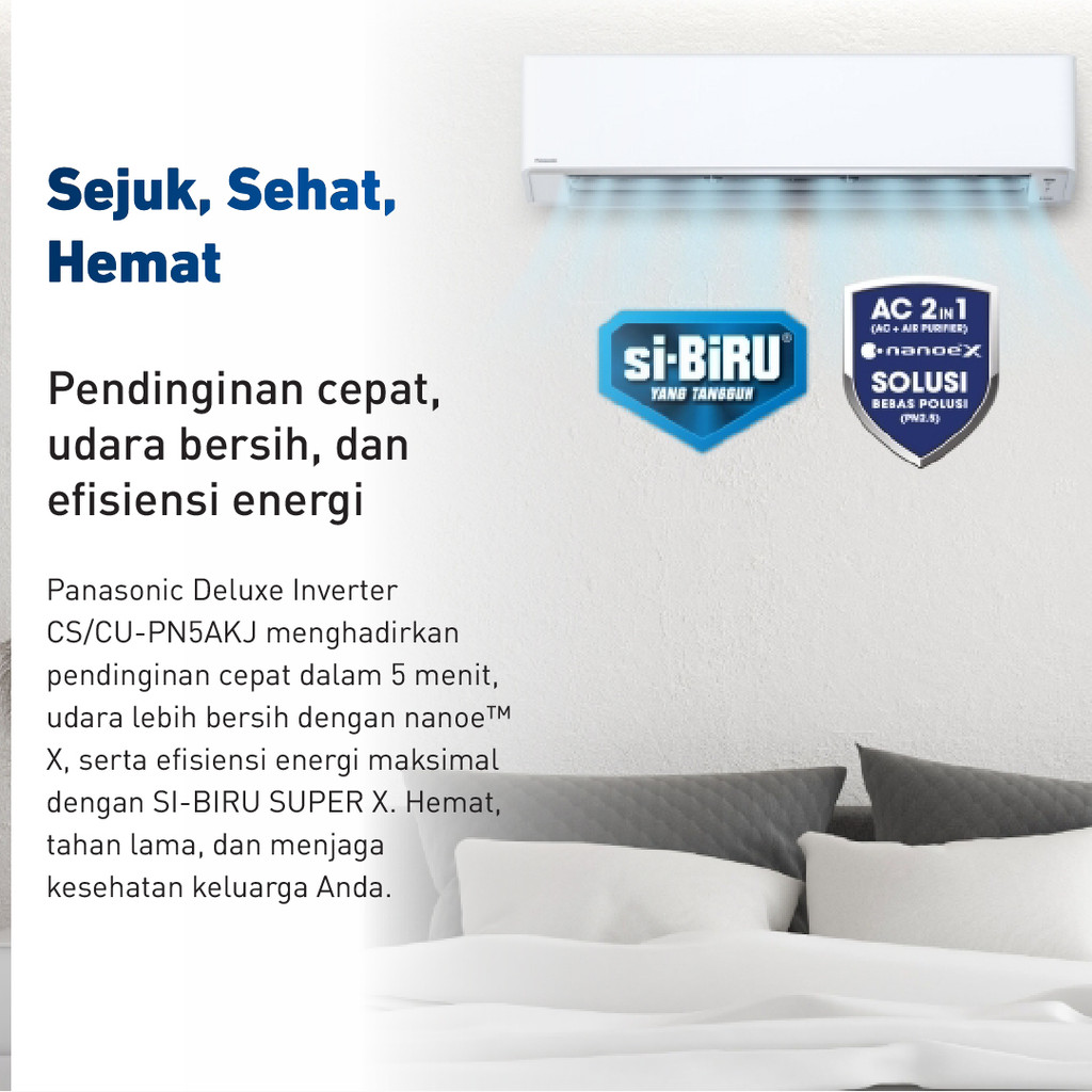 Panasonic Gobel Indonesia Panasonic Deluxe Standard 2 in 1 (AC + Air Purifier) CS/CU-PN5AKJ