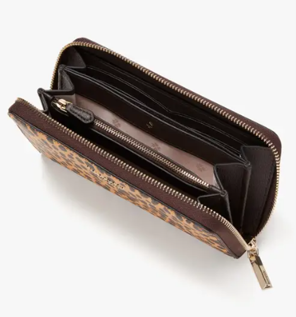 Kate Spade Spencer Leopard Zip Around Continental Wallet k4540