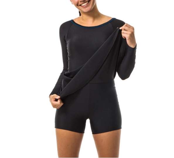 Decathlon Sports Indonesia Nabaiji Women's Una Sleeve One-Piece Swimsuit Black 8577104
