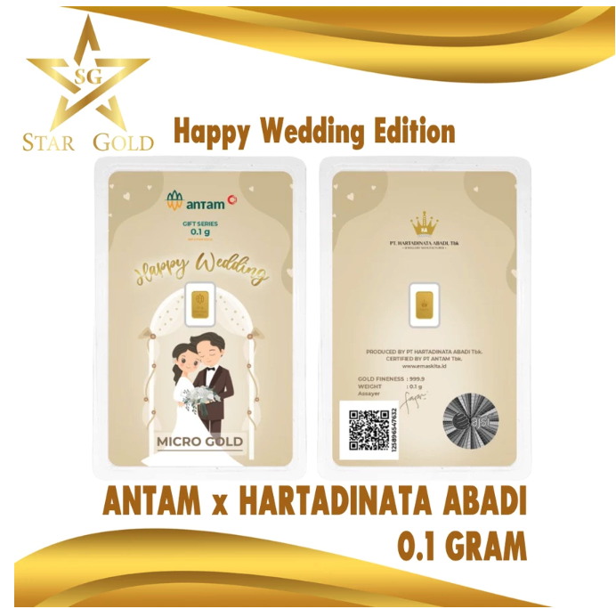 Antam x Hartadinata Abadi Star Gold Happy Wedding Edition Logam Mulia Micro Gold 0,1 gr Series