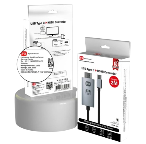 PX Kabel MHL USB Type C ke HDMI TV Monitor Projector Converter ｜ MHA-30C