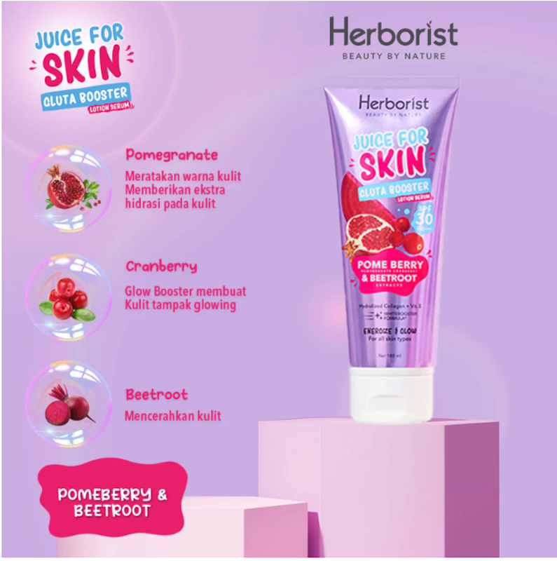 Herborist Juice for Skin Gluta Booster Lotion Serum SPF 30 PA+++ Pome Berry & Beetroot