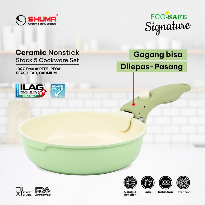 Shuma® Eco-Safe Signature Ceramic Nonstick Stack 5 Cookware Set