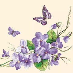 Napkin Decoupage Violet Flowers