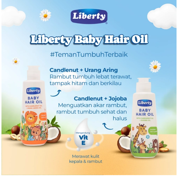 Inticosmetic Lestari Liberty Baby Hair Oil with Candlenut Oil + Urang-Aring Oil