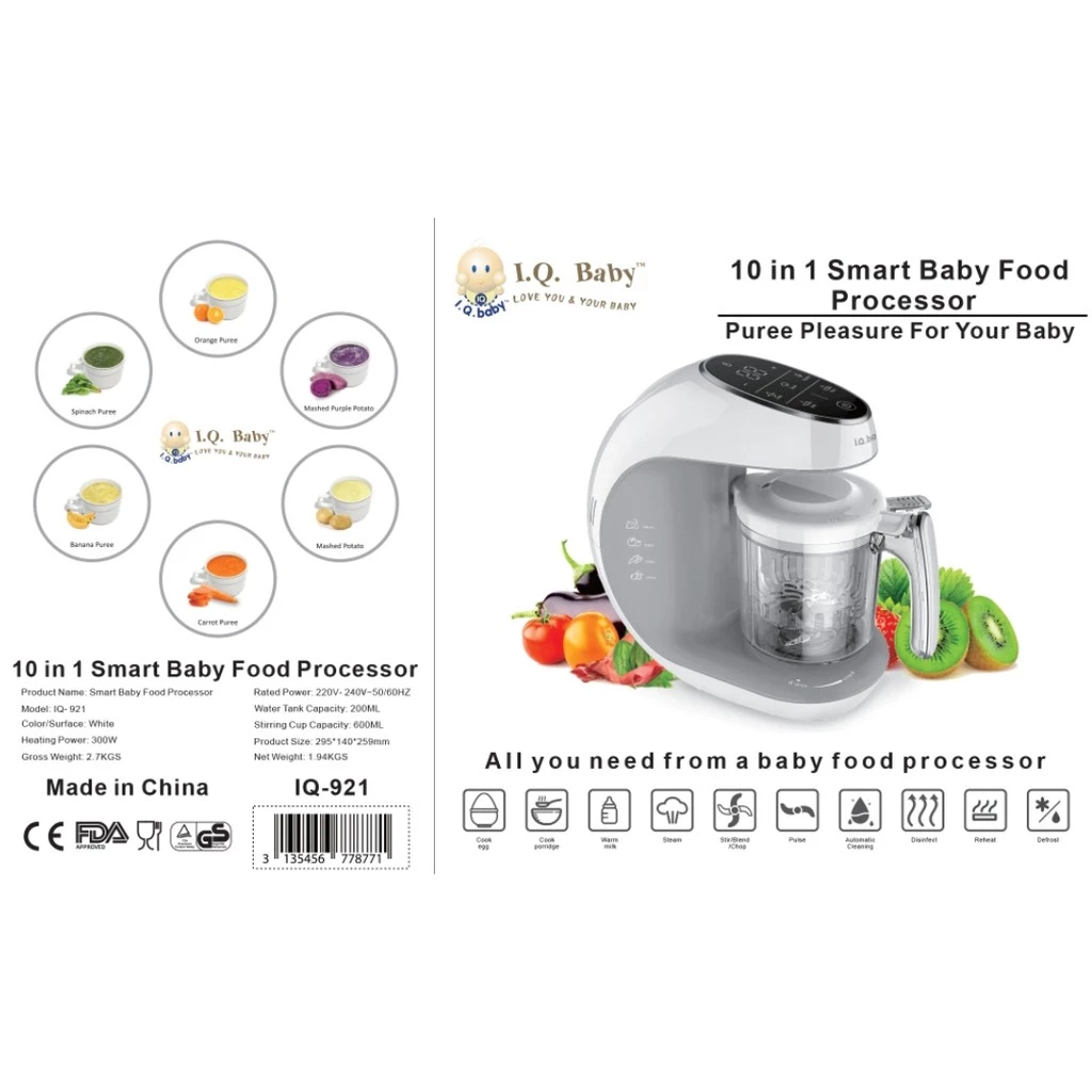 Bahtera Karunia Jaya I.Q. Baby 10 in 1 Smart Baby Food Processor IQ-921
