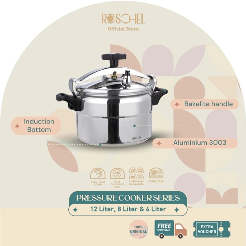 Roschel Pressure Cooker High Grade Aluminium 3003 Panci Presto 12 liter 4