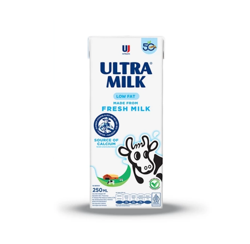 Ultra Milk Low Fat Plain 250 ml (1 karton)