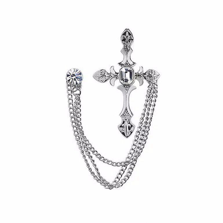 Cross Silver Lapel Pin 1