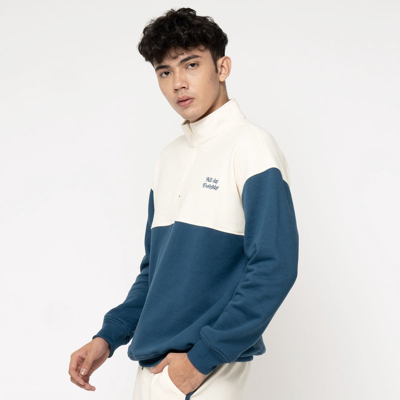 Half Zip Mock Neck Fleece Back On Track Biru 3