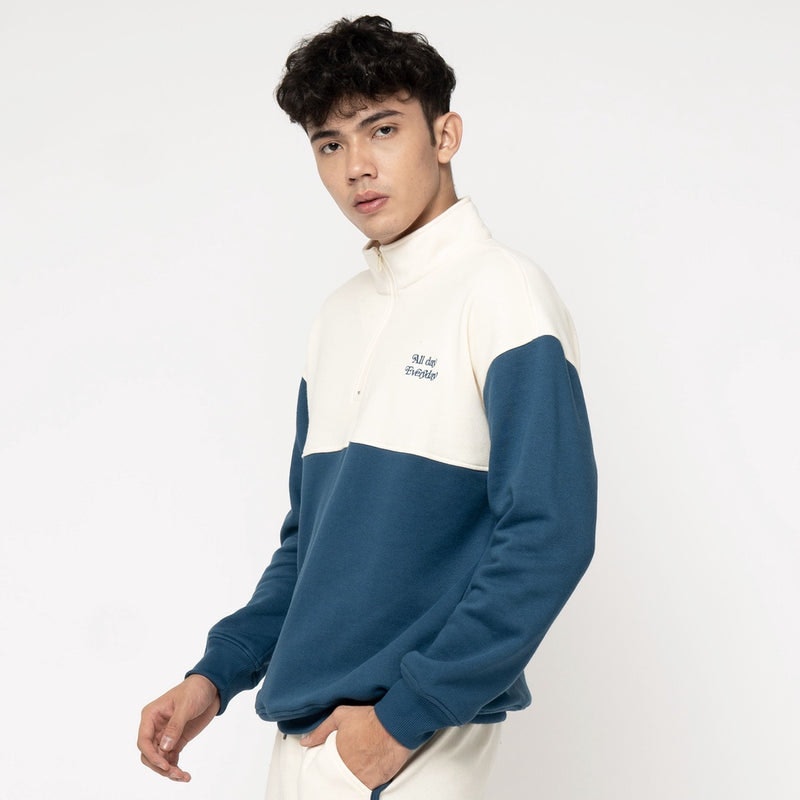 Half Zip Mock Neck Fleece Back On Track Biru 3