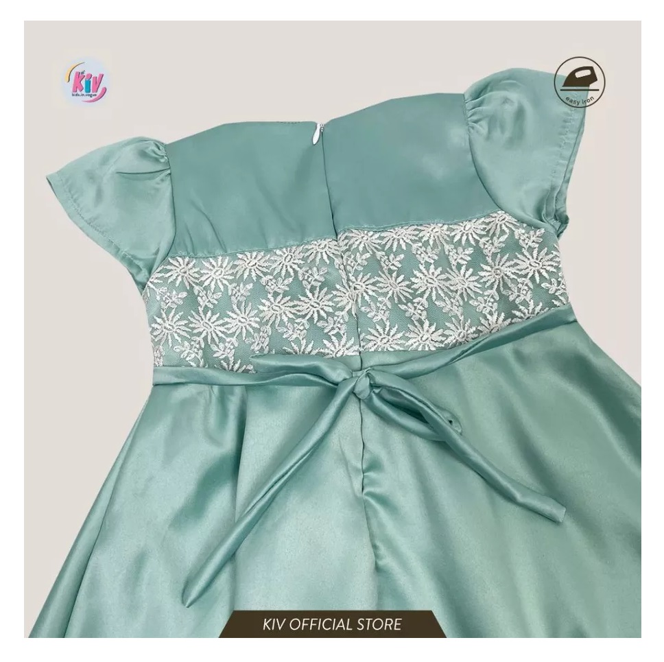 KIV Dress Anak Perempuan Pesta Satin Kombinasi Brokat 2