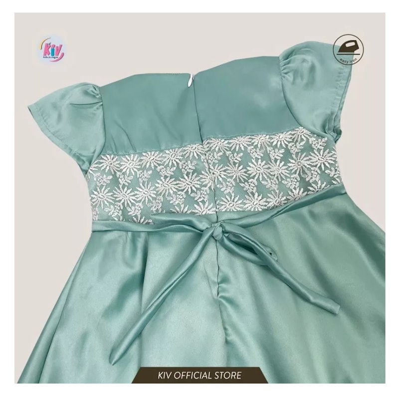 KIV Dress Anak Perempuan Pesta Satin Kombinasi Brokat 2