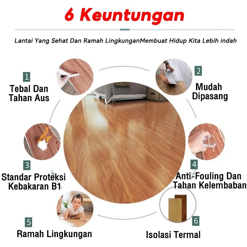  ECOSEN Vinyl Stiker Lantai Kayu W70