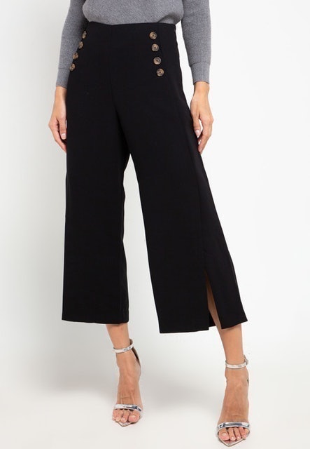 Buttoned Culottes Black