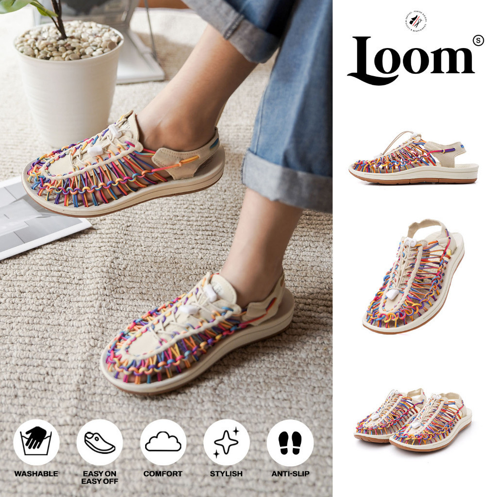 Portee Goods Portee Goods Loom Sandal Wanita Rainbow White