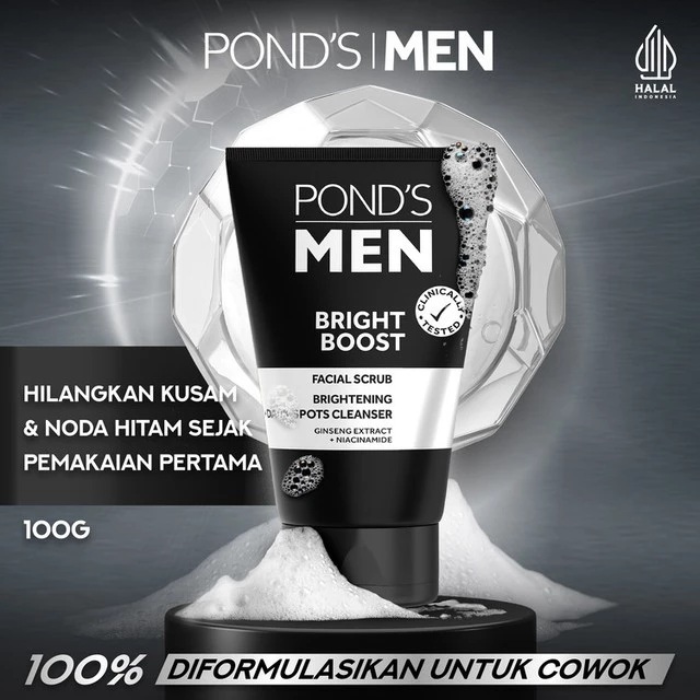 Unilever Indonesia Pond's Men Bright Boost Facial Scrub 