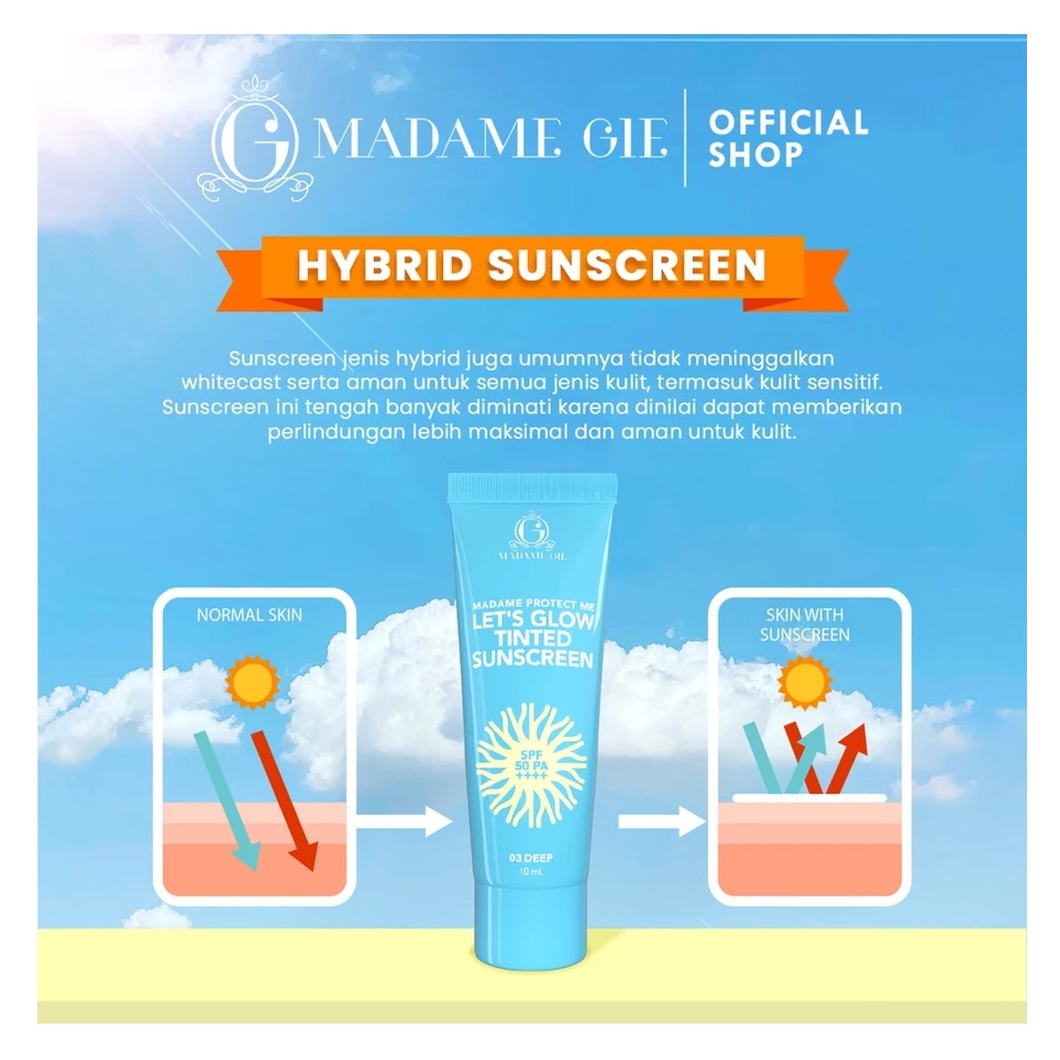 Tjhindatama Mulia Madame Gie Madame Protect Me Let's Glow Tinted Sunscreen SPF 50 PA++++ 01 Light