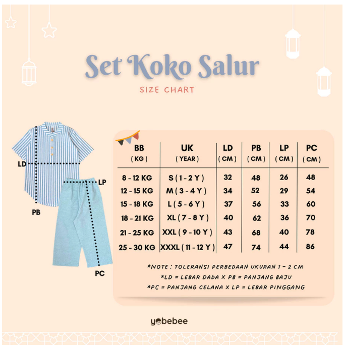  Yobebee Setelan Koko Anak Salur