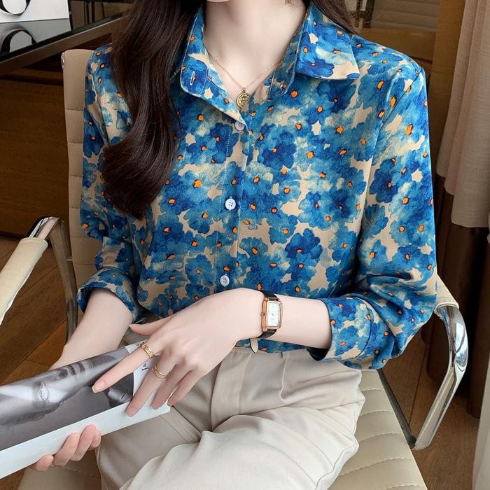  TianShun Flower Shirt Long Sleeves