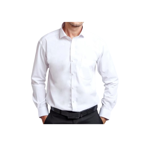 BOSS Kemeja Polos Pria Lengan Panjang Putih Reguler Fit