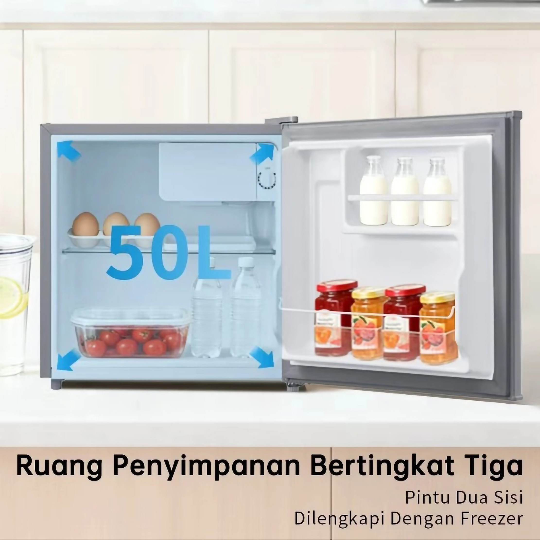 Midea Midea Kulkas Mini Bar Kapasitas 50 L MDRD86FGG50ID