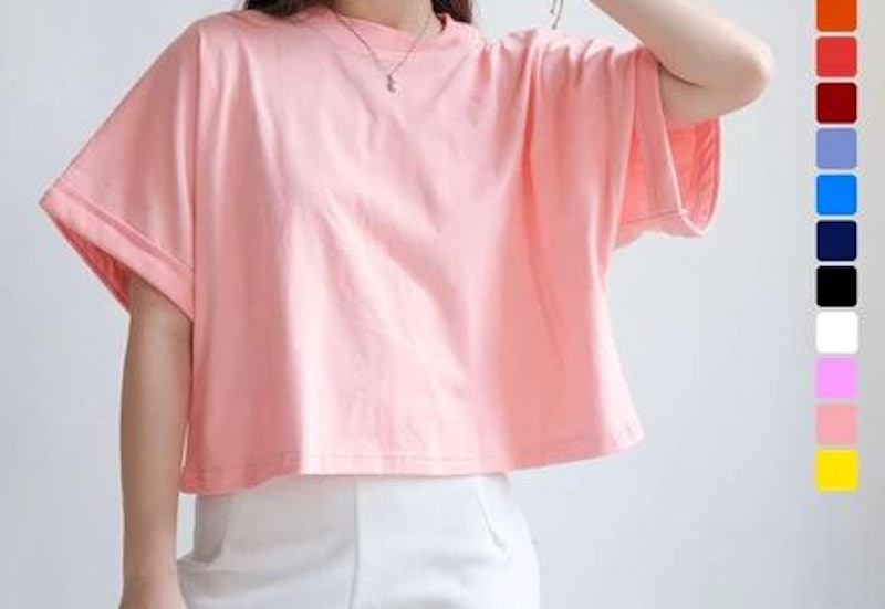 SAGI Yejin Oversized Crop Top Salmon Peach 3