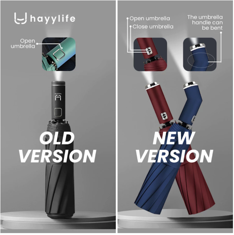 Hayylife Flashlight Automatic Umbrella 2