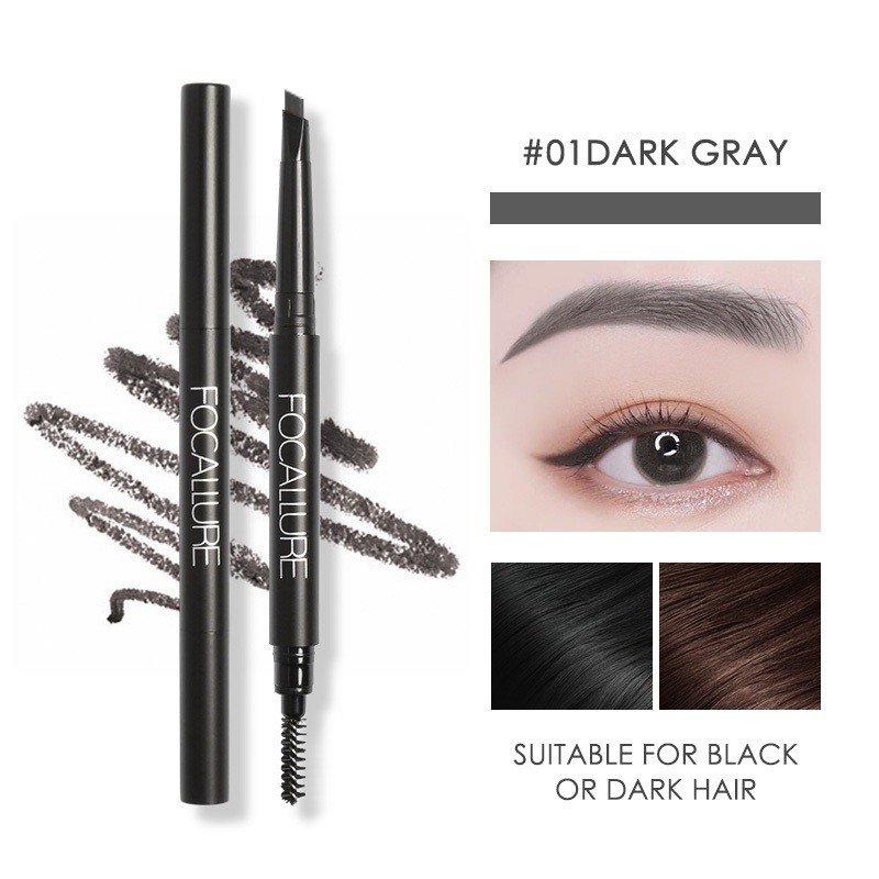 FCL Internasional Indonesia FOCALLURE Waterproof Long Lasting Eyebrow Pencil 01 Dark Gray FA-18