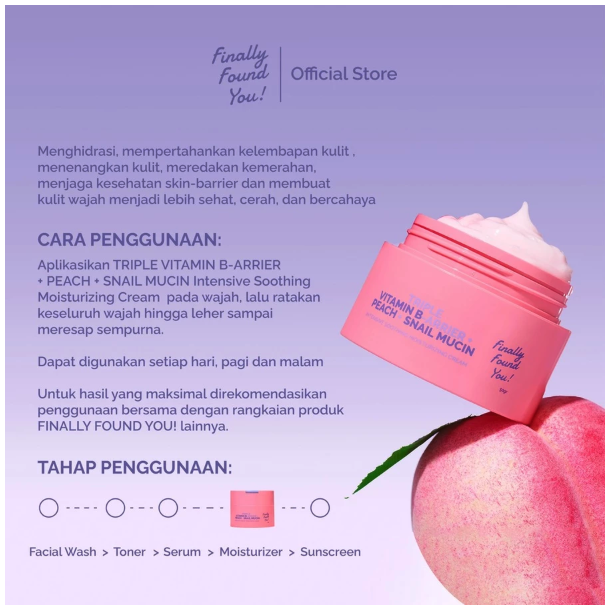 Karya Maharendra Innovation Finally Found You! TRIPLE VITAMIN B-ARRIER + PEACH + SNAIL MUCIN Intensive Soothing Moisturizing Cream
