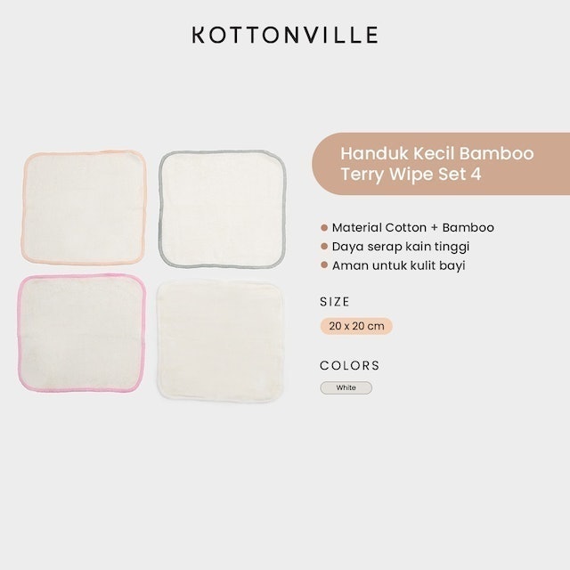 Kottonville Handuk Kecil Bamboo Terry Wipe Set 4