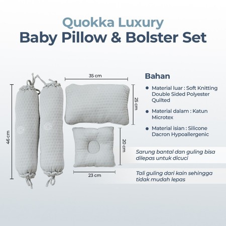 Quokka Luxury By CuddleMe Baby Pillow & Bolster Set 3
