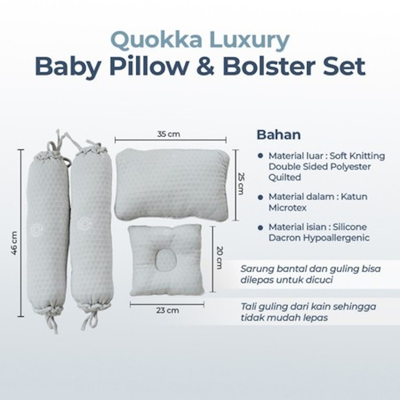 Quokka Luxury By CuddleMe Baby Pillow & Bolster Set 3
