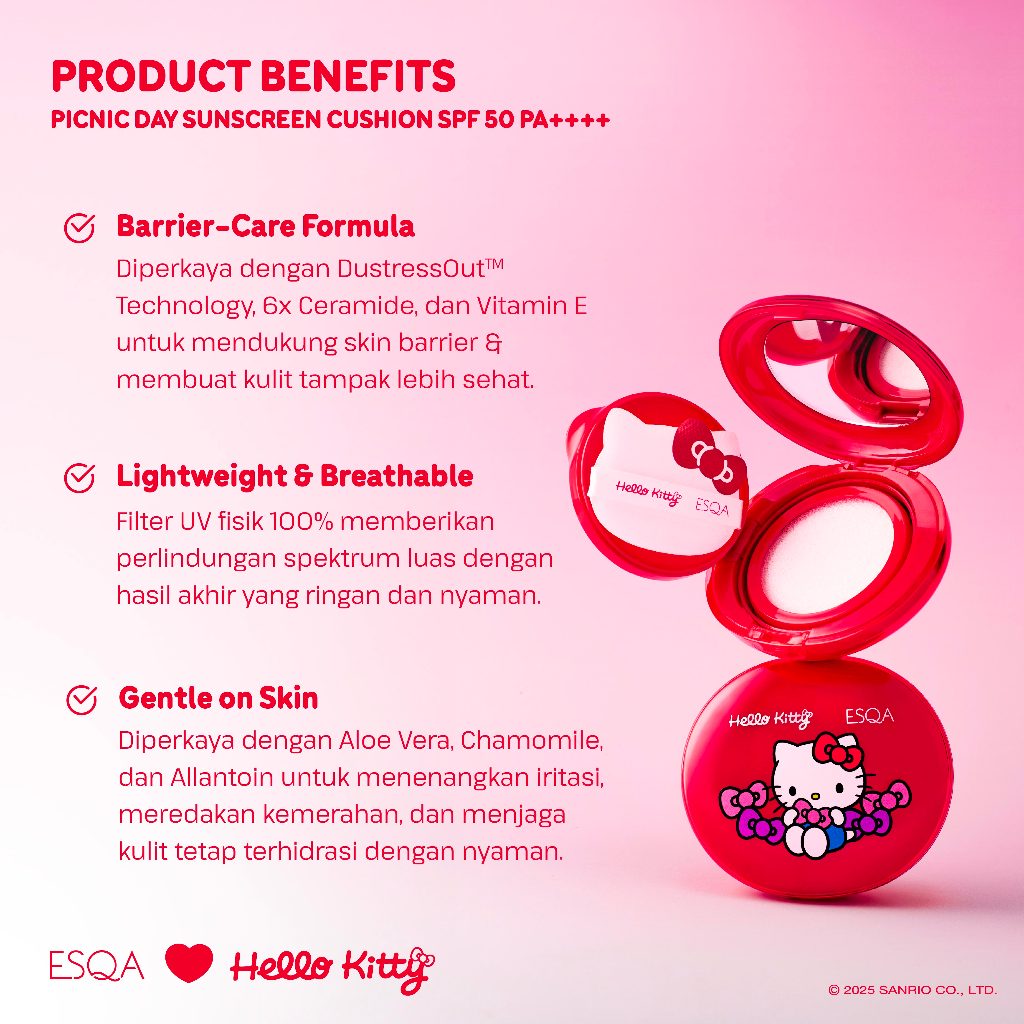 Keva Cosmetics International ESQA x Hello Kitty Picnic Day Sunscreen Cushion