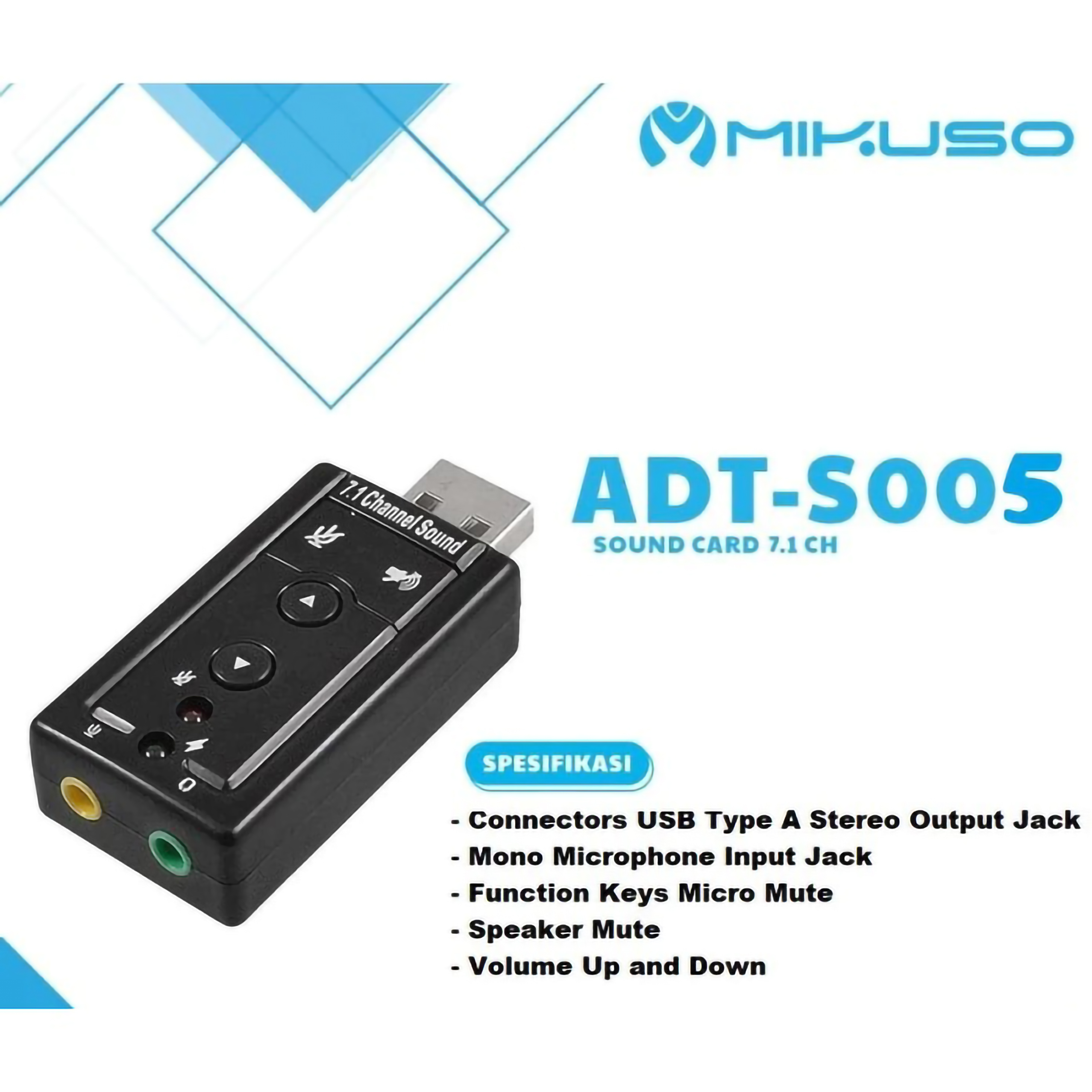  Mikuso Sound Card USB 7.1 Channel ADT-S005