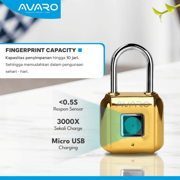 AVARO Smart Padlock Gembok Fingerprint 3