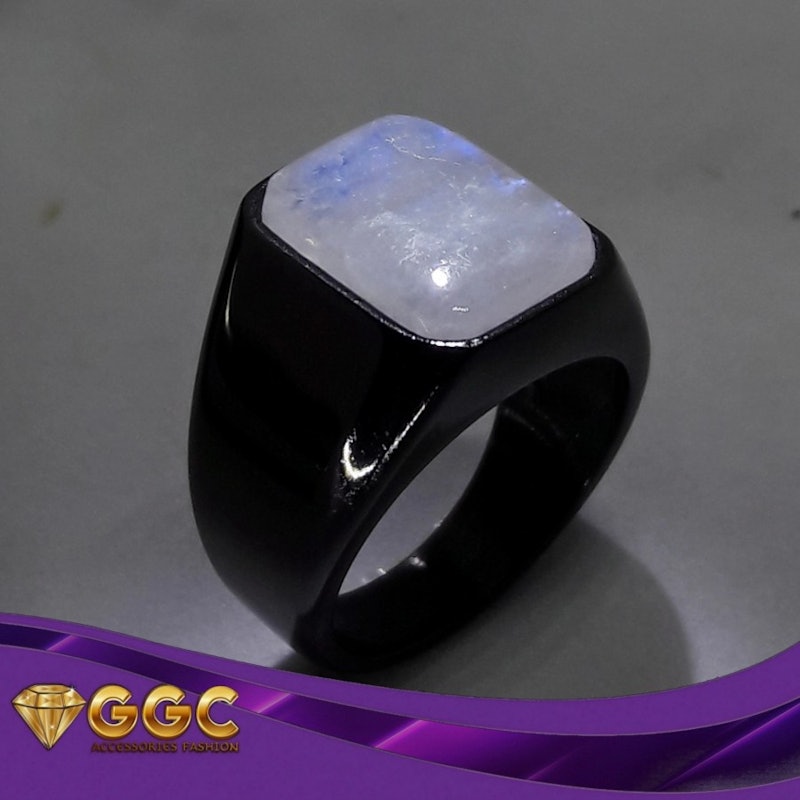 Cincin Batu Natural Biduri Bulan Air Laut Moonstone 2