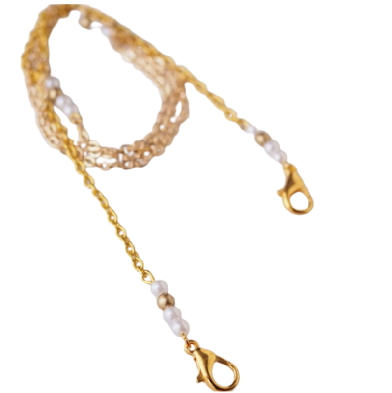 White Beads Hijab Strap Mask 3
